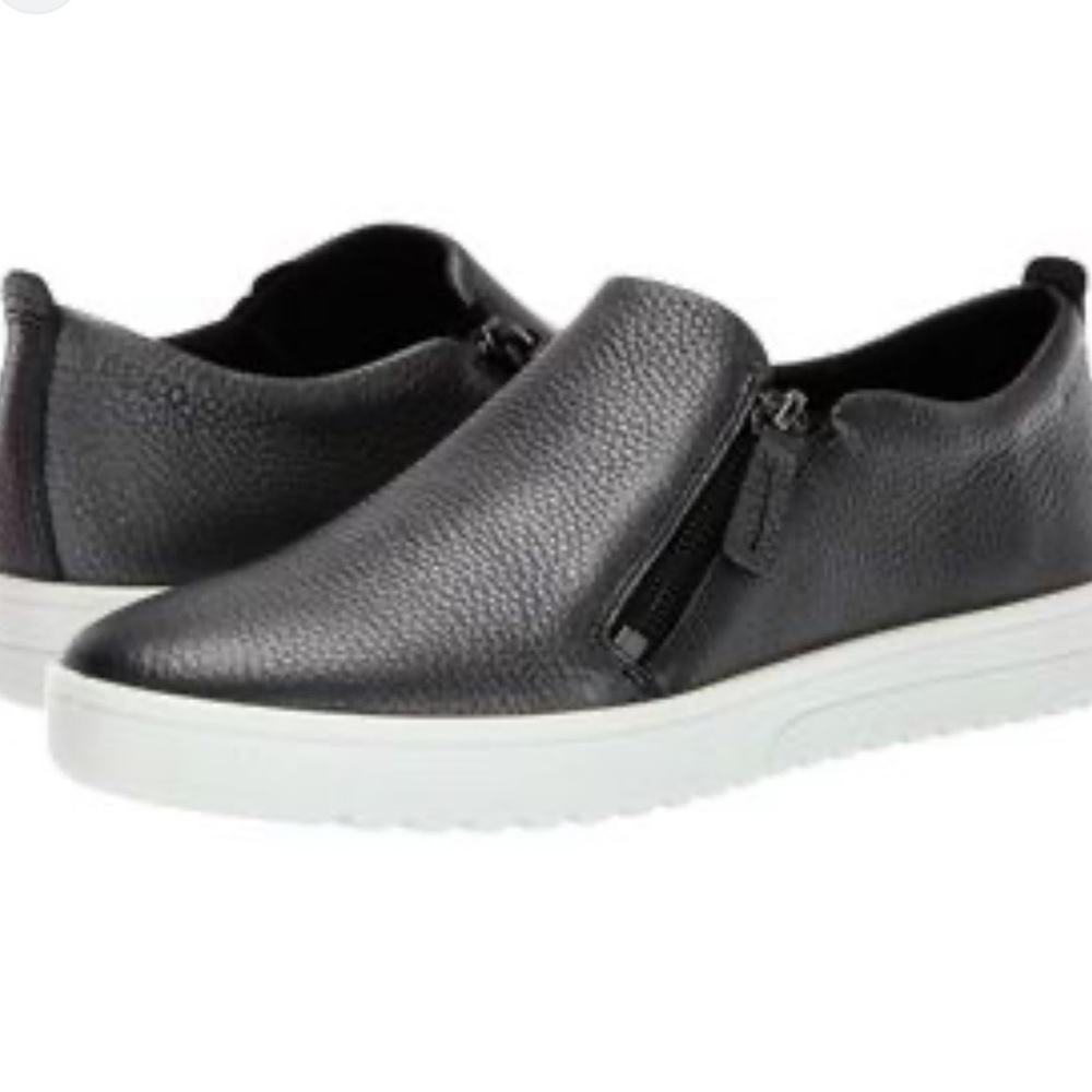 ECCO FARA ZIP leather black dark silver Sneakers shoes 40 9.5 10